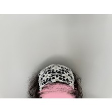 Çiçek Desenli Boncuklu Bağlamalı Saç Bandana Çiçekli Toka