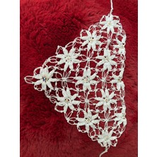 Çiçek Desenli Boncuklu Bağlamalı Saç Bandana Çiçekli Toka