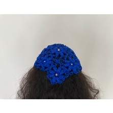 Çiçek Desenli Boncuklu Bağlamalı Saç Bandana Çiçekli Toka