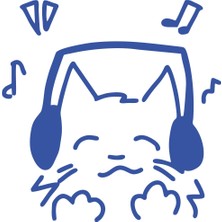 Müzik Dinleyen Kedi Sticker 17X17 cm Mavi