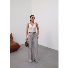 Nidam Butik Keten Kemerli̇ ve Dökümlü Palazzo Pantolon (Kemer Dahi̇l)