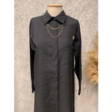 25Y1224 Tunik Gömlek Yakası Broşlu Kolyeli - Kado - 25Y1224 - Siyah - 44