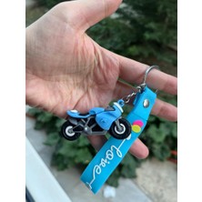 Mavi Motosiklet Figürlü Çanta Süsü ve Anahtarlık