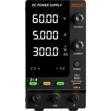 Smartgift 0-60V/5A Ayarlanabilir Dc Güç Kaynağı Voltaj Regülatörü Şarj Fonksiyonlu Model (Siyah)