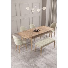 Calvin Atlantik 80X132 Mdf Açılabilir Mutfak Masası Takımı 4 Sandalye, 1 Bench