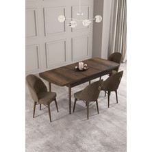 Calvin Barok Desen 80X132 Mdf Açılabilir Mutfak Masası Takımı 4 Adet Sandalye