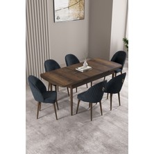 Milas Barok Desen 80X132 Mdf Açılabilir Yemek Masası Takımı 6 Adet Sandalye