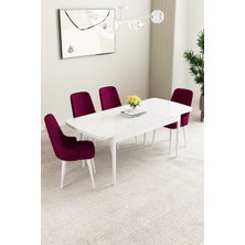 Mabel Beyaz 80X132 Açılabilir Yemek Odası Takımı 4 Adet Sandalye