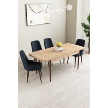 Clara Meşe Desen 80X132 Açılabilir Yemek Odası Takımı 4 Adet Sandalye