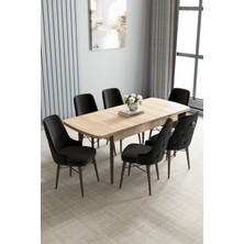 Jusie Meşe Desen 80X132 Açılabilir Yemek Odası Takımı 6 Adet Sandalye