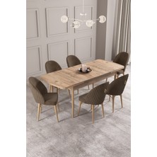 Calvin Atlantik 80X132 Mdf Açılabilir Mutfak Masası Takımı 6 Adet Sandalye
