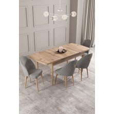 Calvin Atlantik 80X132 Mdf Açılabilir Mutfak Masası Takımı 4 Adet Sandalye