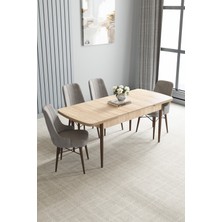 Jusie Meşe Desen 80X132 Açılabilir Yemek Odası Takımı 4 Adet Sandalye