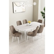 Clara Beyaz 80X132 Açılabilir Yemek Odası Takımı 6 Adet Sandalye