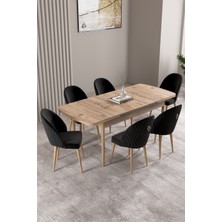 Milas Atlantik Çam 80X132 Mdf Açılabilir Mutfak Masası Takımı 6 Adet Sandalye
