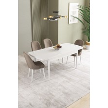 Ikon Beyaz 80X132 Mdf Açılabilir Yemek Masası Takımı 4 Adet Sandalye