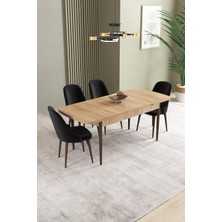 Ikon Meşe Desen 80X132 Mdf Açılabilir Yemek Masası Takımı 4 Adet Sandalye