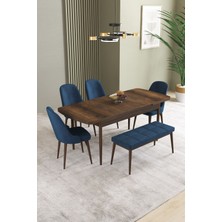 Ikon Barok Desen 80X132 Mdf Açılabilir Mutfak Masası Takımı 4 Sandalye, 1 Bench