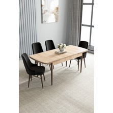 Jusie Meşe Desen 80X132 Açılabilir Mutfak Masası Takımı 4 Adet Sandalye