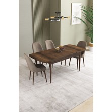 Ikon Barok Desen 80X132 Mdf Açılabilir Mutfak Masası Takımı 4 Adet Sandalye