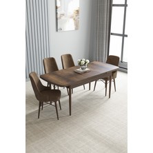 Jusie Barok Desen 80X132 Açılabilir Yemek Odası Takımı 4 Adet Sandalye