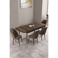 Milas Barok Desen 80X132 Mdf Açılabilir Mutfak Masası Takımı 4 Adet Sandalye
