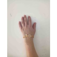Gold Çift Zincirli T Kilit Bileklik
