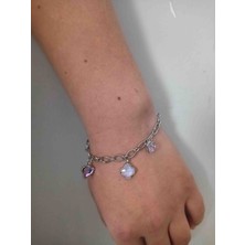 Çelik Mor Hologramlı Charm Bileklik