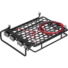 Büyük Boy Tavan Rafı Bagaj LED Işıklı Quadrate SCX10 1/10 Rc Araba Için (2 Beyaz 2 Kırmızı) (Yurt Dışından)