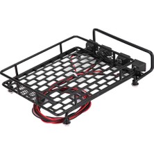 Büyük Boy Tavan Rafı Bagaj LED Işıklı Quadrate SCX10 1/10 Rc Araba Için (2 Beyaz 2 Kırmızı) (Yurt Dışından)