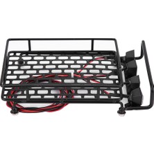 Büyük Boy Tavan Rafı Bagaj LED Işıklı Quadrate SCX10 1/10 Rc Araba Için (2 Beyaz 2 Kırmızı) (Yurt Dışından)