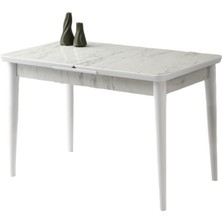 Kelebek Tekno Marmo Desen Highgloss Açılır 120X70 Masa (Açılımış Ölçüsü 150X70)