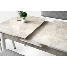Kelebek Tekno Marmo Desen Highgloss Açılır 120X70 Masa (Açılımış Ölçüsü 150X70)