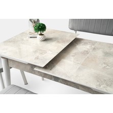 Kelebek Tekno Marmo Desen Highgloss Açılır 120X70 Masa (Açılımış Ölçüsü 150X70)