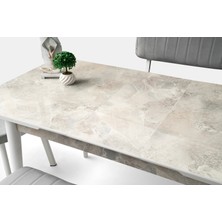 Kelebek Tekno Marmo Desen Highgloss Açılır 120X70 Masa (Açılımış Ölçüsü 150X70)