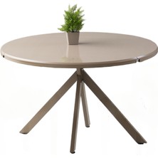 Pegasus Cappicino Renk Highgloss Açılır Yuvarlak Olabilen 120X70 Masa (Açılımış Ölçüsü 120X120)