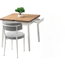 Kıvılcım Beyaz Renk Açılır 80X75 Masa (Açılımış Ölçüsü 160X75)