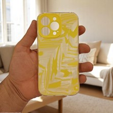 iPhone 13 Pro Uyumlu Kamera Korumalı Desenli Silikon Kılıf(Çıkarılabilir Desen Katmanı-Sarı)