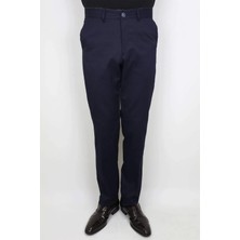 Toricelli Fistan Store Erkek Lacivert Klasik Kesim Rahat Kalıp Boru Paça Yandan Cepli Yazlık Keten Pantolon