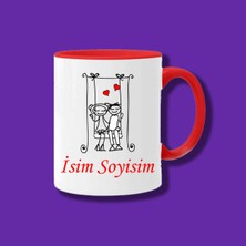 Sevgili ve Eşlere Özel Çizgi Karakter Tasarımlı Isim ve Yazı Yazılabilir 11 Model Kupa Bardak