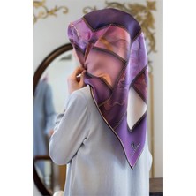 Vissona Twill Ipek Eşarp Mor, Pudra