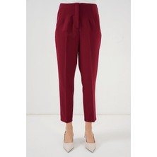 Yüksek Bel Kumaş Pantolon - Bordo