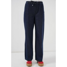 Kadın Geniş Paça Kot Pantolon - Lacivert