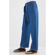 Bol Paça Jeans Pantolon - Koyu Mavi