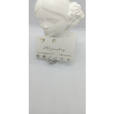 Silver Renk Halka ve Taşlı Yıldız Küpe Seti