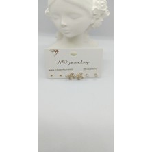 Gold Renk Taşlı Fiyonk Küpe Seti