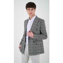 Slimfit Erkek Kruvaze Ceket Sivri Yaka Drop 6 Dokuma Kumaş