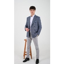Slimfit Erkek Kruvaze Ceket Sivri Yaka Drop 6 Dokuma Kumaş
