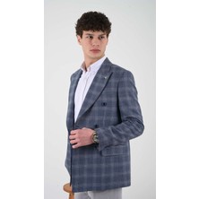 Slimfit Erkek Kruvaze Ceket Sivri Yaka Drop 6 Dokuma Kumaş