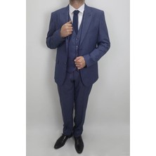 Duayen Fistan Store Erkek Kırçıllı Normal Kalıp Çift Düğmeli Yelekli Takım Elbise